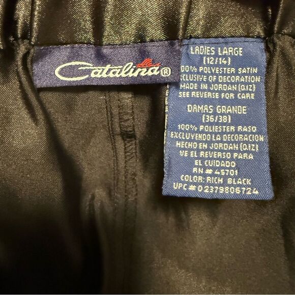 Catalina Satin High Waisted Wide Leg Ankle Cinch Cargo Pants Black Large - Picture 7 of 8